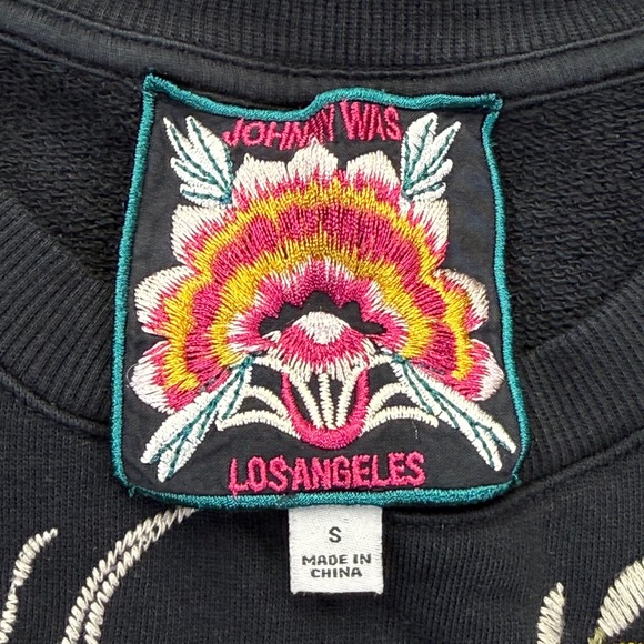 Johnny Was J19522-2 Black Embroidered Celestial Floral Sweatshirt Womens Small - Picture 3 of 9